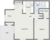One Bedroom Floor Plan - 688 Sq Feet One Bedroom Floor Plan